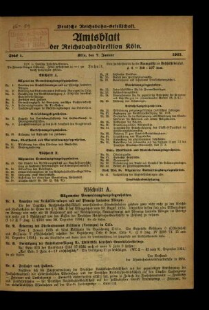 Amtsblatt der Reichsbahndirektion, Köln / 1925