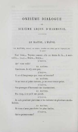Onzième dialogue et sixième lecon d'harmonie