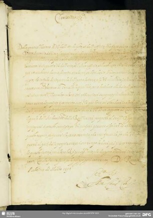Brief des Ascanio Cardinale Colonna (mutmaßlich)