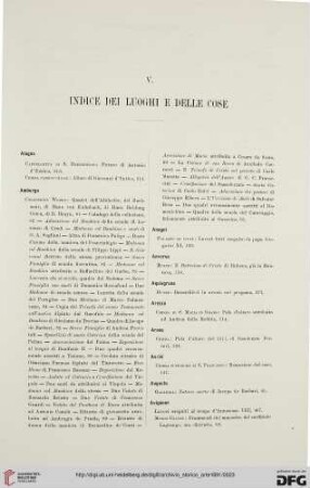 V. Indice dei luoghi e delle cose
