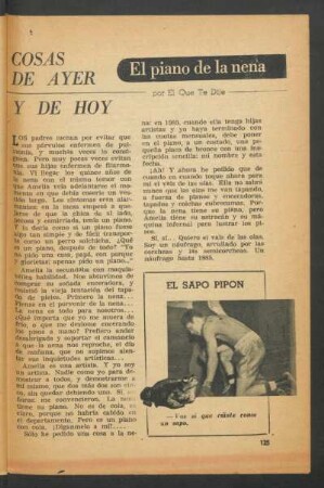 El piano de la nena : Cosas de ayer y de hoy