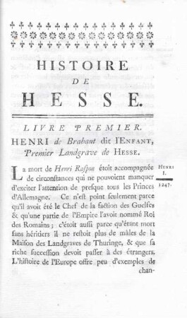 Henri de Brabant dit l'Enfant, Premier Landgrave de Hesse.
