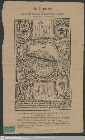 Zur Erinnerung an die kirchenhistorische Ausstellung des Vereins Dresdner Buchhändler 31. October bis 11. November 1883