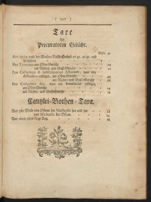 Taxe der Procuratoren Gebühr