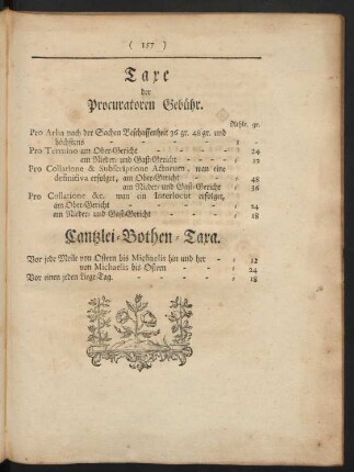 Taxe der Procuratoren Gebühr