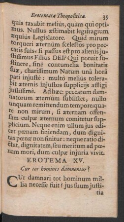 Erotema XV. Cur tot homines damnentur?