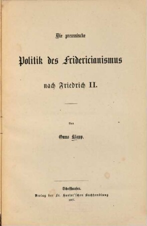 Die preussische Politik des Fridericianismus nach Friedrich II.