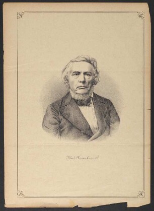 Porträt Karl Rosenkranz : Foto-/Bildersammlung Stenografische Sammlung. Porträt Karl Rosenkranz. Druck nach Lithographie (um 1860). Dresden: SLUB P a 0314