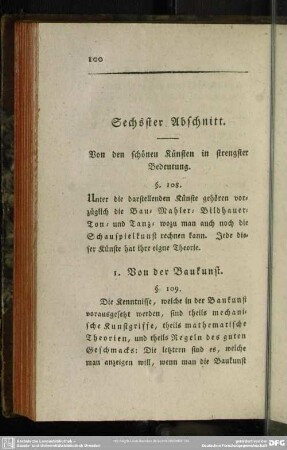 Sechsster Abschnitt. Von den schönen Künsten in strengster Bedeutung