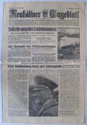 Berliner Tageszeitung "Neuköllner Tageblatt" u.a. zum Geburtstag von Hitler