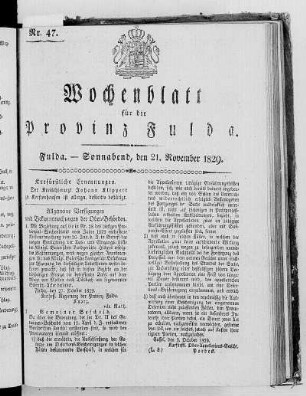Nr. 47, Ausgabe vom 21. November 1829