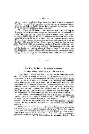 Ein Wort in betreff der echten Lehrkunst