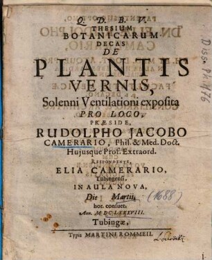 Thesium Botanicarum Decas De Plantis Vernis