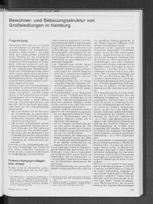 Bewohner- und Bebauungsstruktur von Großsiedlungen in Hamburg