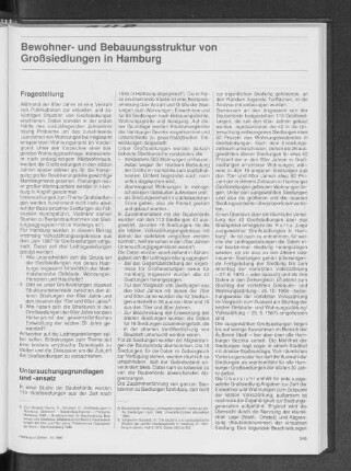 Bewohner- und Bebauungsstruktur von Großsiedlungen in Hamburg