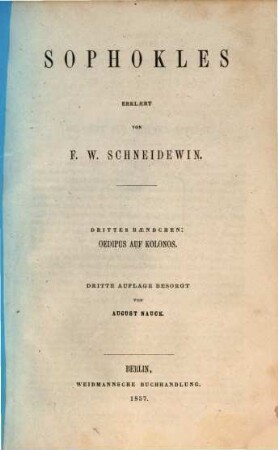 Sophokles, 3. Oedipus auf Kolonos
