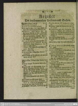 Register Der vorkommenden Personen und Sachen