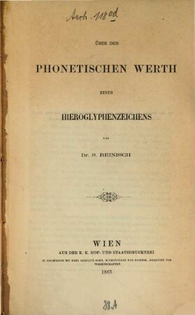 Über den phonetischen Werth eines Hieroglyphenzeichens