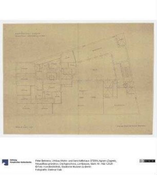 Umbau Wohn- und Geschäftshaus STERN, Agram (Zagreb), Neuaufbau-grundriss, Dachgeschoss, Lichtpause