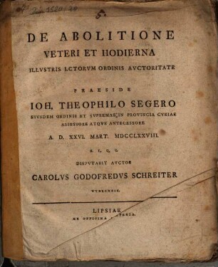 De Abolitione Veteri Et Hodierna