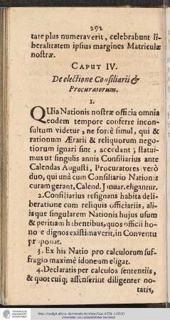 CAPUT IV. De electione Consiliarii & Procuratorum