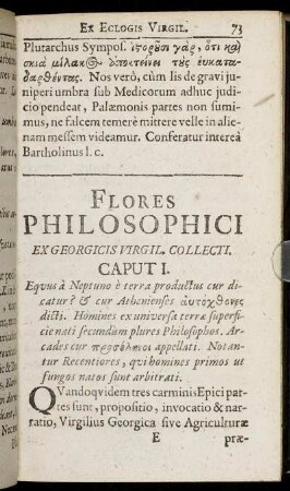 Flores Philosophici Ex Georgicis Virgil. Collecti.