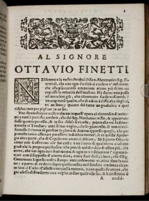Al Signore Ottavio Finetti.
