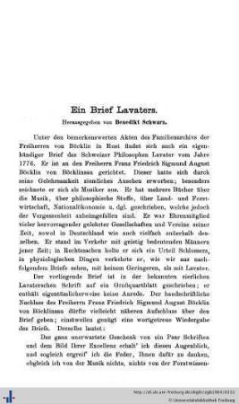 Ein Brief Lavaters.