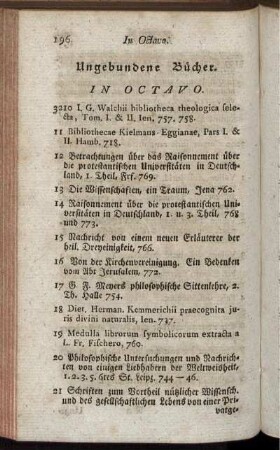 Ungebundene Bücher. In Octavo.
