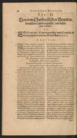 Tit. II. Von dem Churfürstlichen Brandenburgischen Cammergerichte/ und bestellunge desselben