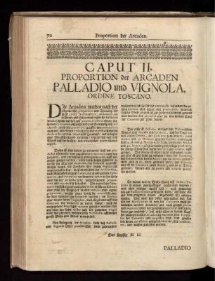 Caput II. Proportionen der Arcaden Palladio und Vignola, Ordine Tosano