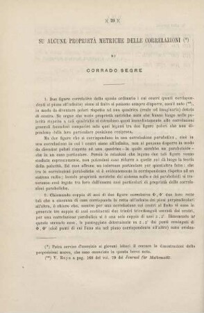 Su alcune proprietà metriche delle correlazioni.