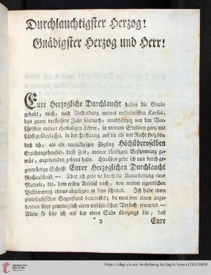 Durchlauchtigster Herzog! Gnädigster Herzog und Herr!