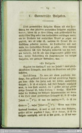 V. Geometrische Aufgaben