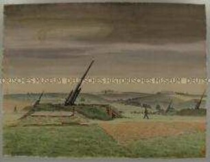 Deutsche 8,8-cm-Flakbatterie in einer Ackerwiese