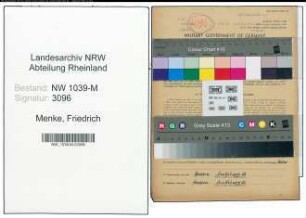 Entnazifizierung Friedrich Menke , geb. 20.02.1912 (Polizist)