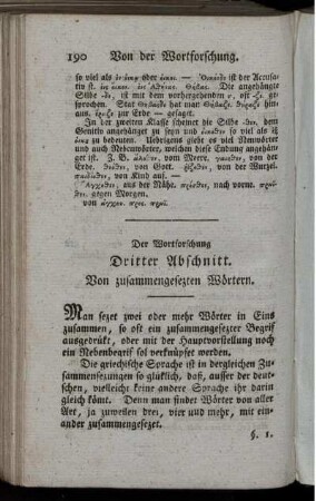 Der Wortforschung Dritter Abschnitt. Von zusammengesezten Wörtern.