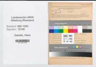 Entnazifizierung Hans Daniels, geb. 01.01.1916 (Schreiner)