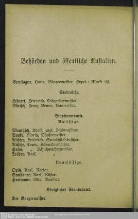 Behördenverzeichnis : Behörden und öffentliche Anstalten