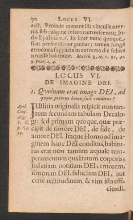 Locus VI. De Imagine Dei