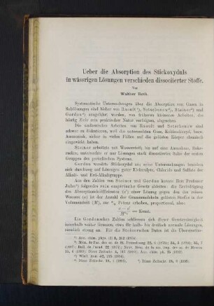 Ueber die Absorption des Stickoxyduls in wässrigen Lösungen verschieden dissociierter Stoffe.