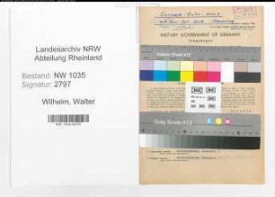 Entnazifizierung Walter Wilhelm , geb. 28.08.1899 (Ingenieur)