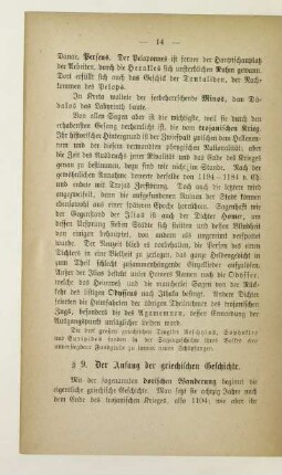 § 9. Der Anfang der griechischen Geschichte