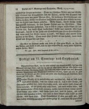 Predigt am VI. Sonntage nach Epiphanias. - Predigt am Sonntage Lätare.