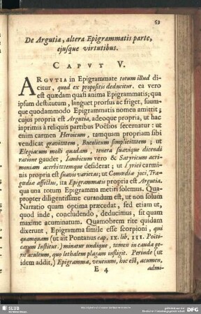 De Argutia, altera Epigrammatis parte, eiusque virtutibus. Caput V