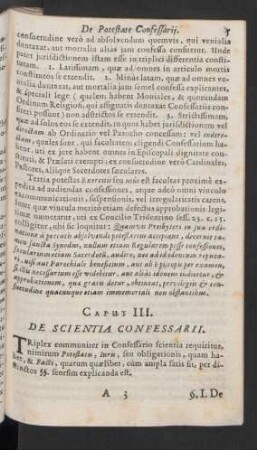 Caput III. De Scientia Confessarii.