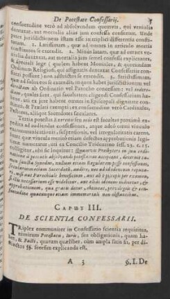 Caput III. De Scientia Confessarii.
