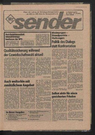 Betriebszeitung 'WF-Sender', Nr.43/1986 (4. Oktoberausgabe 1986)