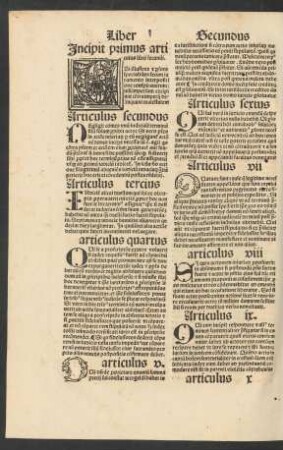 Incipit primus articulus libri secundi.