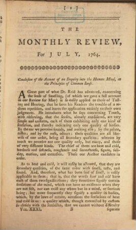 The monthly review, or, literary journal. 31. 1764